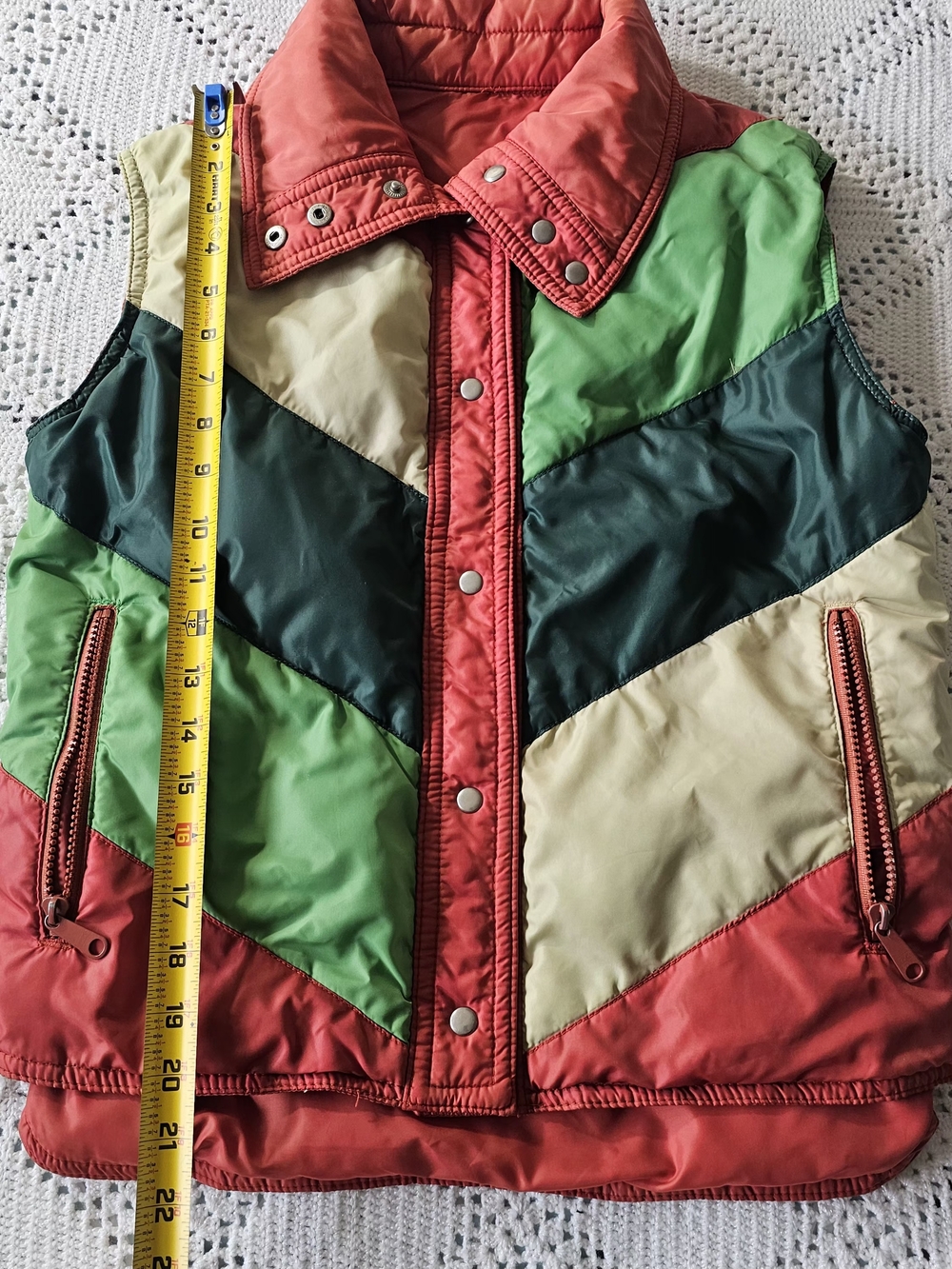 Vintage Colorblock Puffer Vest White Stag Brand - Picture 4 of 14